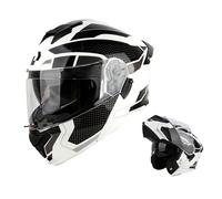 Frcychri Casco Integrale Modulare Moto Homologué ECE, Casque À Rabat pour Adultes avec Double Visière Anti-Buée, Hommes Femmes Scooter VTT Anti-Collision Moto Électrique E,Large