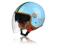 Frcychri Casco Jet Moto con Doppia Visiera, Casco Moto 3/4, Casco Jet Stile Vintage retrò, ECE/DOT Certification, per Biciclette Cruiser Scooter Adulti Uomini Donne 6,X-Large