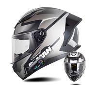 Frcychri Casco Modulare da Moto Bluetooth, Omologato DOT/ECE Leggero con Prese d'Aria Doppia Visiera, con Visiera Parasole, Casco da Moto da Donna/Uomo 6,X-Large