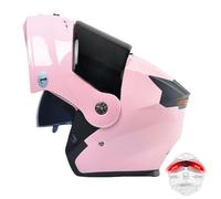 Frcychri Casco Modulare Integrale con Luce Posteriore LED - Omologato ECE, con Doppia Visiera Girevole Anti-Appannamento, Unisex Scooter MTB Moto Elettrica Bici Urbana C,Large