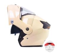 Frcychri Casco Modulare Integrale con Luce Posteriore LED - Omologato ECE, con Doppia Visiera Girevole Anti-Appannamento, Unisex Scooter MTB Moto Elettrica Bici Urbana I,Large