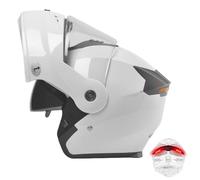 Frcychri Casco Modulare Integrale con Luce Posteriore LED - Omologato ECE, con Doppia Visiera Girevole Anti-Appannamento, Unisex Scooter MTB Moto Elettrica Bici Urbana G,Large