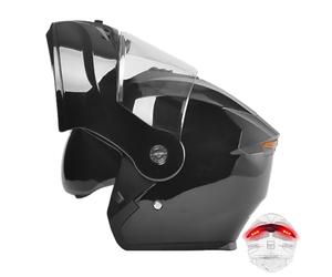 Frcychri Casco Modulare Integrale con Luce Posteriore LED - Omologato ECE, con Doppia Visiera Girevole Anti-Appannamento, Unisex Scooter MTB Moto Elettrica Bici Urbana A,2X-Large