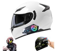 Frcychri Casco Modulare Integrale Moto con Bluetooth - Luce Posteriore LED Doppia Visiera Anti-Nebbia Ribaltabile - Omologato ECE R22.06, Leggero per Uomo Donna Scooter Adulto U,Medium