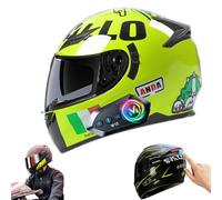 Frcychri Casco Modulare Integrale Moto con Bluetooth - Luce Posteriore LED Doppia Visiera Anti-Nebbia Ribaltabile - Omologato ECE R22.06, Leggero per Uomo Donna Scooter Adulto F,Medium