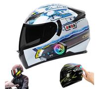 Frcychri Casco Modulare Integrale Moto con Bluetooth - Luce Posteriore LED Doppia Visiera Anti-Nebbia Ribaltabile - Omologato ECE R22.06, Leggero per Uomo Donna Scooter Adulto S,X-Large