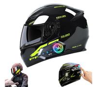 Frcychri Casco Modulare Integrale Moto con Bluetooth - Luce Posteriore LED Doppia Visiera Anti-Nebbia Ribaltabile - Omologato ECE R22.06, Leggero per Uomo Donna Scooter Adulto J,2X-Large