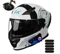 Frcychri Casco Moto Bluetooth Modulare Integrale - con Doppia Visiera Girevole Anti-Nebbia E Fodera Rimovibile - Omologato ECE R22-06, Leggero, per Uomo Donna Scooter E Motocross H,X-Large