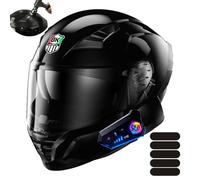 Frcychri Casco Moto Bluetooth Modulare Integrale - con Doppia Visiera Girevole Anti-Nebbia E Fodera Rimovibile - Omologato ECE R22-06, Leggero, per Uomo Donna Scooter E Motocross B,X-Large