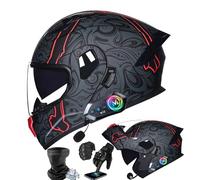 Frcychri Casco Moto Integrale Modulari Bluetooth - Omologato ECE Ribaltabile, con Doppia Visiera Girevole Anti-Appannamento, Unisex Scooter MTB Moto Elettrica Bici Urbana B,Large