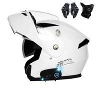 Frcychri Casco Moto Modulare Apribile Bluetooth, Omologati ECE Doppia Visiera Antiappannamento, Guanti Mascherina, per Adulti Uomini Donne Cruiser Scooter Racing G,2X-Large