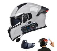 Frcychri Casco Moto Modulare Bluetooth con Luce Posteriore LED, Omologato DOT ECE 22.06, Casco Anticollisione con Visiera Antiappannamento per Uomo Donna Scooter MTB Motocross K,X-Large