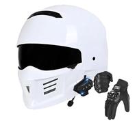 Frcychri Casco Moto Modulare, Casco Integrale Flip Up Bluetooth, Guanti Inclusi Microfono Omologato ECE Doppia Visiera Antiappannamento, Casco Integrale Motocross Uomo Donna Scooter Adulto L,Medium