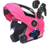 Frcychri Casco Moto Modulare, Casco Integrale Flip Up Bluetooth, Omologato ECER22-06 con Doppia Visiera Antiappannamento, Guanti Inclusi, Casco Scooter Moto, per Adulti Uomini Donne I,X-Large