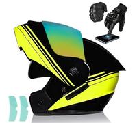 Frcychri Casco Moto Modulare Casco Integrale Flip Up con Doppia Visiera Antiappannamento Fodera Rimovibile, Leggero, per Donna Uomo Scooter Omologato DOT ECER22-06 L,Medium