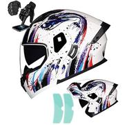 Frcychri Casco Moto Modulare Flip Up Casco Integrale Moto Doppia Visiera Antiappannamento Leggero per Adulti Uomini Donne Omologato DOT ECER22-06 L,Medium