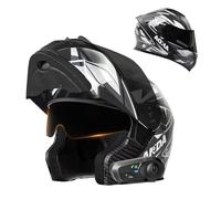 Frcychri Casco Moto Modulare Integrale Flip-Up Bluetooth - Omologato ECE, con Doppia Visiera Girevole Anti-Appannamento, Fodera Rimovibile, Unisex Scooter MTB Moto Elettrica Bici Urbana E,Large