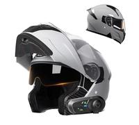 Frcychri Casco Moto Modulare Integrale Flip-Up Bluetooth - Omologato ECE, con Doppia Visiera Girevole Anti-Appannamento, Fodera Rimovibile, Unisex Scooter MTB Moto Elettrica Bici Urbana Q,Large