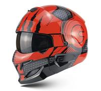 Frcychri Casco Moto Modulare Integrato, Casco Integrale Maschera Rimovibile, Doppia Visiera, per Adulti Uomini Donne Street Racing Ciclomotore, Approvato DOT/ECE A,Medium