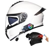 Frcychri Casco Moto Ribaltabile Modulari Bluetooth con Luce Posteriore LED - Omologato ECE, con Doppia Visiera Girevole Anti-Appannamento, Unisex Scooter MTB Moto Elettrica Bici Urbana L,2X-Large