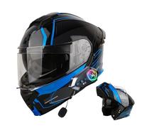 Frcychri Casco Moto Ribaltabile Modulari Bluetooth - Omologato ECE, con Doppia Visiera Girevole Anti-Appannamento, Unisex Scooter MTB Moto Elettrica Bici Urbana A,X-Large