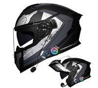 Frcychri Casco Moto Ribaltabile Modulari Bluetooth - Omologato ECE Integrale, con Doppia Visiera Girevole Anti-Appannamento, Unisex Scooter MTB Moto Elettrica Bici Urbana H,Medium