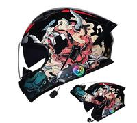 Frcychri Casco Moto Ribaltabile Modulari Bluetooth - Omologato ECE Integrale, con Doppia Visiera Girevole Anti-Appannamento, Unisex Scooter MTB Moto Elettrica Bici Urbana F,Large