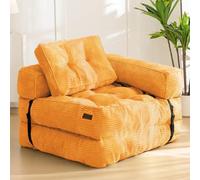 Frcychri Divano Modulare Compresso, Trasformabile Singolo Configurazione Letto Chaise Longue, Schiuma Alta Resilienza Imbottitura Soffice, per Stanza Ospiti, Ufficio, Terrazzo Coperto Orange