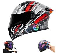 Frcychri Flip-Up Bluetooth Casco Moto Modulare Integrale - con Luce Posteriore LED Doppia Visiera Anti-Nebbia Girevole - Omologato ECE R22.06, Leggero per Uomo Donna Scooter Adulto M,Large