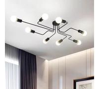Frcychri Lampada da soffitto Industriale Sputnik, Moderna Lampada a Sospensione in Metallo Nero a 4 luci, 6 luci, 8 luci, per Sala da Pranzo, Letto, Cucina, Soggiorno (Senza Lampadina) 8