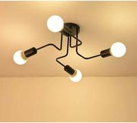 Frcychri Lampada da soffitto Industriale Sputnik, Moderna Lampada a Sospensione in Metallo Nero a 4 luci, 6 luci, 8 luci, per Sala da Pranzo, Letto, Cucina, Soggiorno (Senza Lampadina) 4