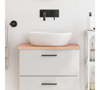 Frdhee Armadietto da bagno, mobiletto per il bagno, lavabo marrone chiaro, 60 x 30 x 2 cm, trattato in legno massiccio, per ospiti, WC, bagno, bagno, facile da montare