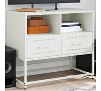 Frdhee Armadietto per TV, console multimediale, mobile TV, bianco, 68 x 39 x 60,5 cm, in acciaio, per camere, sala comune, stile moderno