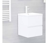 Frdhee Armadio da bagno con lavabo da incasso, in legno bianco, per bagno, lavanderia, bagno