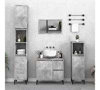 Frdhee Armadio lavabi a mano, mobiletto da bagno, grigio cemento, 30 x 30 x 190 cm, materiale in legno, utilizzabile per piccoli bagni, ospiti