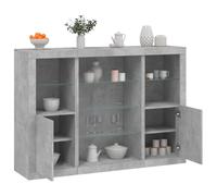 Frdhee Credenza a buffet da cucina, credenze con luci a LED, 3 pezzi, grigio cemento, materiale in legno, per cucina, soggiorno, versatili, facile da montare