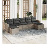 Frdhee Divano angolare da giardino, 7 pezzi, con cuscino, grigio chiaro, in polyrattan, adatto per prati, terrazze, cortili, piscine