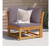 Frdhee Divano angolare da giardino con cuscino, 73 x 73 x 65 cm, in legno massiccio di acacia, adatto per prati, terrazze, cortili, piscine