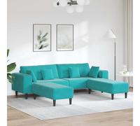 Frdhee Divano chaise longue, in velluto con cuscino, 3 pezzi, turchese, 208 cm, in velluto, per il tempo libero, per soggiorno, ufficio e appartamento