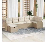 Frdhee Divano da giardino, mobili da balcone, lettino prendisole, mobili lounge, divano con cuscino con deposito, beige e crema, in rattan sintetico, per ristorante da giardino, zona piscina, terrazza