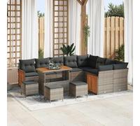 Frdhee Divano da giardino, mobili da giardino, mobili da balcone, set da 13 pezzi, grigio scuro, in rattan sintetico, per ristorante in casa, zona piscina
