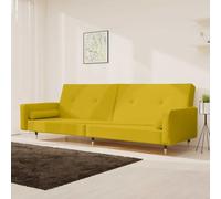 Frdhee Divano Loveseat, divano trapuntato, divano da pavimento, divano letto a 2 posti con 2 cuscini in velluto giallo per appartamenti, balcone, piccola stanza, facile da montare