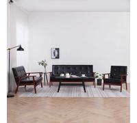 Frdhee Divano moderno, per camera dei ragazzi, divani moderni, 3 pezzi, in ecopelle, colore nero, per camera da letto, balcone, piccolo spazio, facile da montare