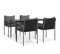 Frdhee Gruppi da pranzo per esterni, divano da giardino, mobili da terrazza, 5 pezzi, set da pranzo da giardino con cuscino, in rattan e acciaio, per zona benessere