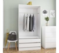 Frdhee Guardaroba Porta Abiti, Armadio Bianco 100x50x200 cm in Legno Multistrato Armadio Compatto per Camera Da Letto E Spogliatoio Soggiorno