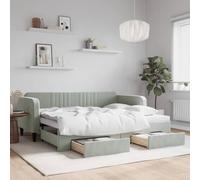 Frdhee Letti, letto a piattaforma, letto allungabile con cassetti, grigio chiaro, 90 x 200 cm, in velluto, per camera da letto, camere, pensioni