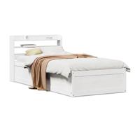 Frdhee Letto a salto, in legno massello con testiera bianca, 75 x 190 cm, per materasso, camera da letto, montaggio facile