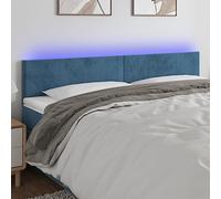 Frdhee Letto Testata, Schienale Per Letti, Testate Cuscini, Testiera LED Blu Scuro 200x5x78/88 cm Velluto Per Camera Da Letto Accessori