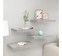 Frdhee Libreria da parete per soggiorno, scaffali sospese, 4 pezzi, grigio cemento, 50 x 23 x 3,8 cm, MDF per cornici, articoli decorativi, barattoli per spezie
