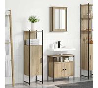 Frdhee Mobile Bagno Moderno, Set di mobili per il bagno 3 pcs Marrone 33 x 33 x 120.5 cm Mobiletti Da Lavabo per Articoli Da Toilette, Vanity Area Di Lavaggio